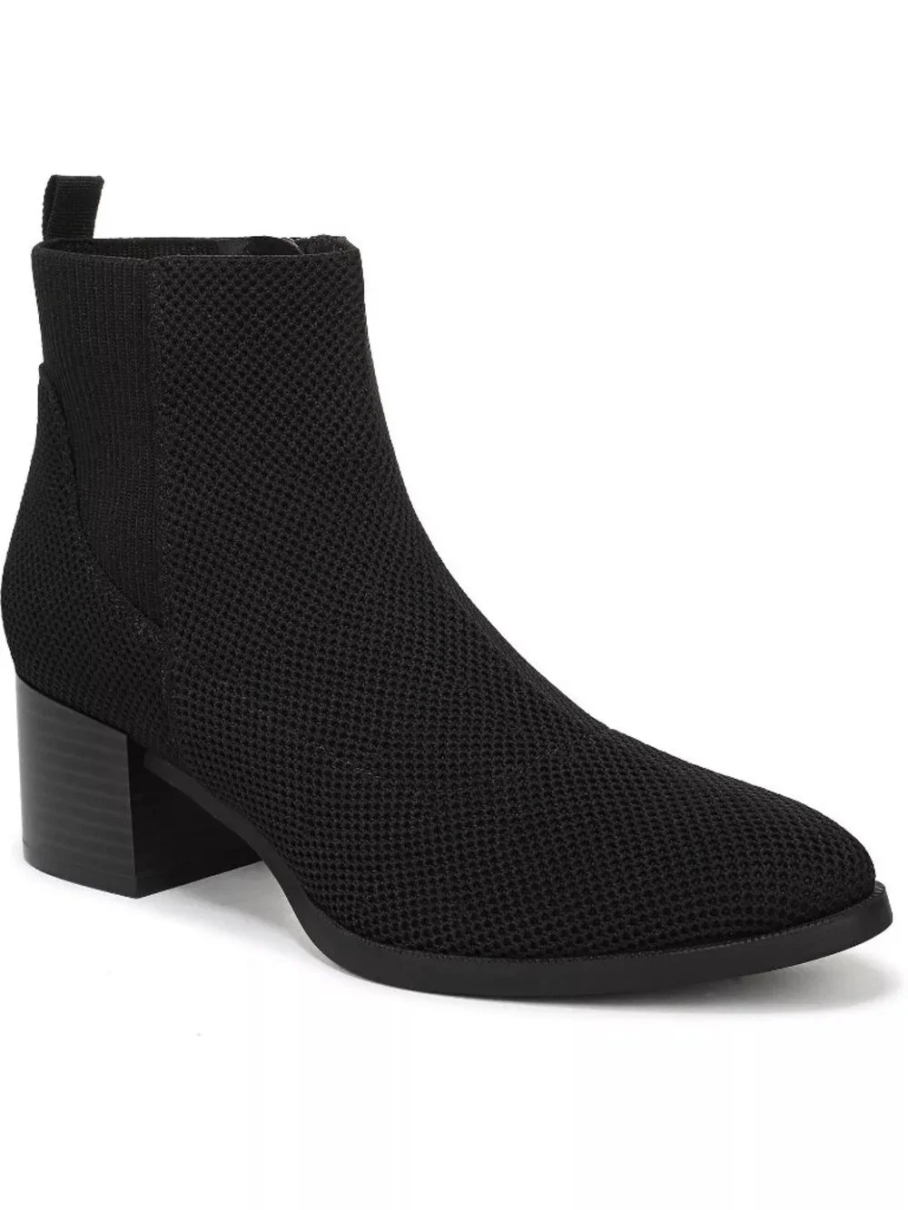 Lifestride Dazzle Almond Toe Ankle Dress Boots (Black Knit Fabric) - Size 8 M